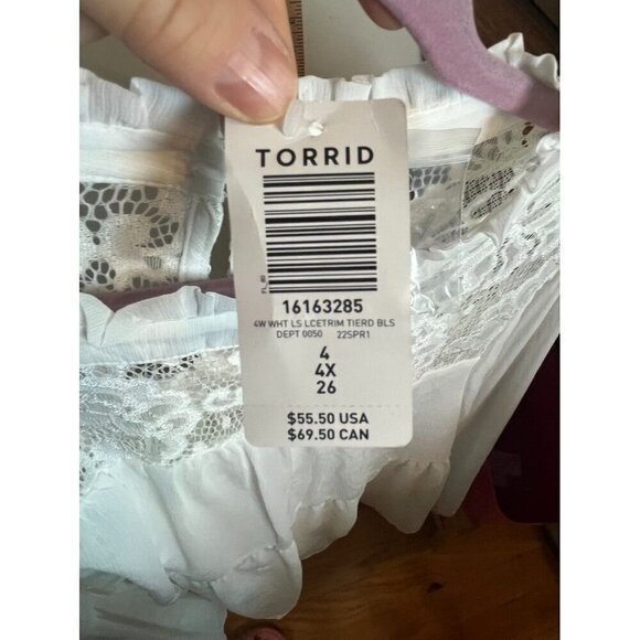 Torrid Top Women 4X White Feminine Lace Pullover Chiffon Minimalist Ballerina - Picture 12 of 16